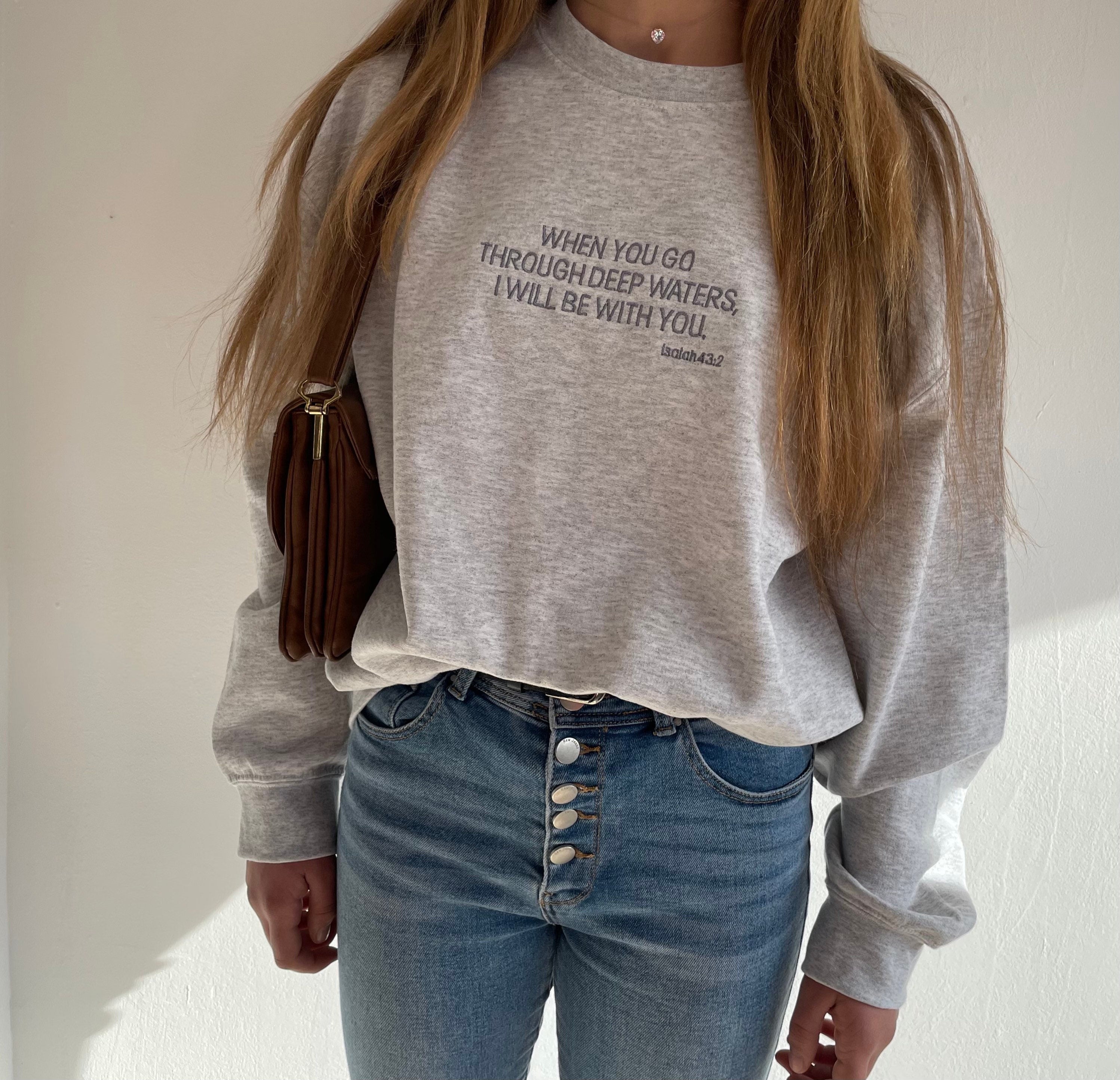 Embroidered Christian Crewneck Sweatshirt, Faith Scripture Bible Verse Sweatshirt, Jesus Embroidered Faith Sweater